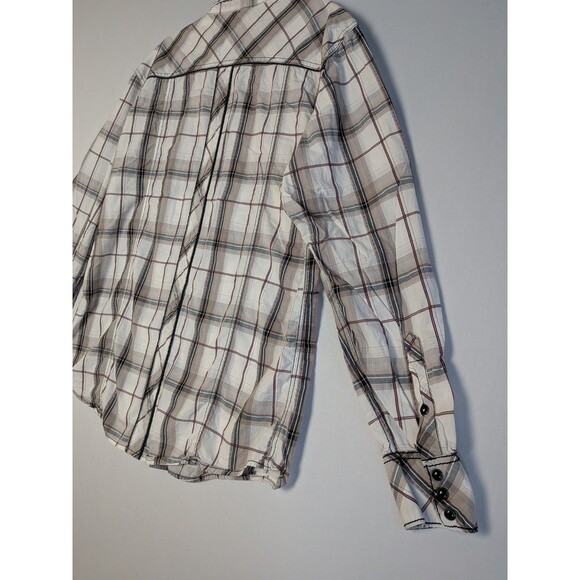 BKE Pearl Snap Button Shirt Mens XL Athletic Fit Black White Plaid Long Sleeve - Picture 12 of 16